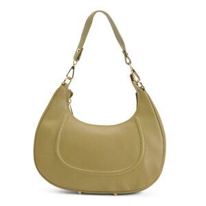 STELLA BIANCA AVOCADO Made In Italy Leather Half Moon Satchel